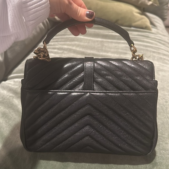 YSL Sheepskin Matelasse Chevron Monogram College Bag - Picture 9 of 10